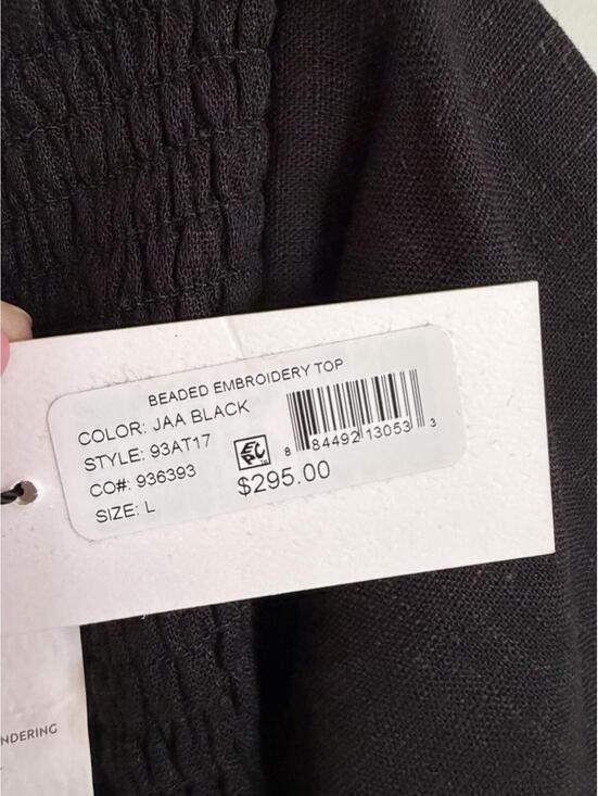 Milly Women’s Beaded Embroidery Top Black Size L $295 - Picture 6 of 7